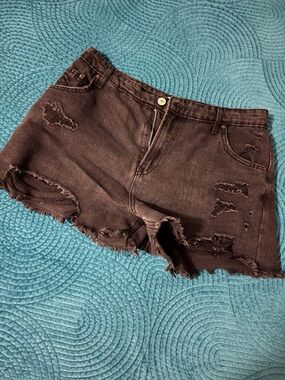 Love Tree Black Distressed Cutoff Jean Shorts